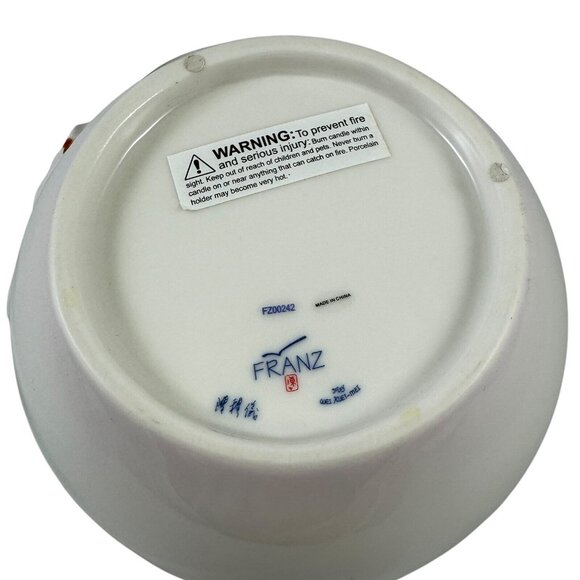 Franz Collection Porcelain Pink Garden Rose Bowl Candleholder Roses FZ00242 - Picture 8 of 9